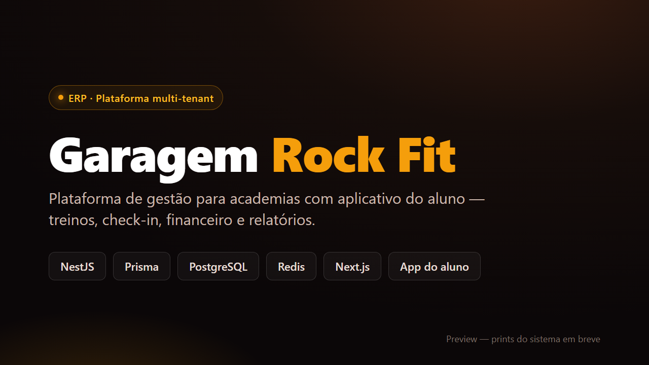 Garagem Rock Fit — plataforma ERP para academias